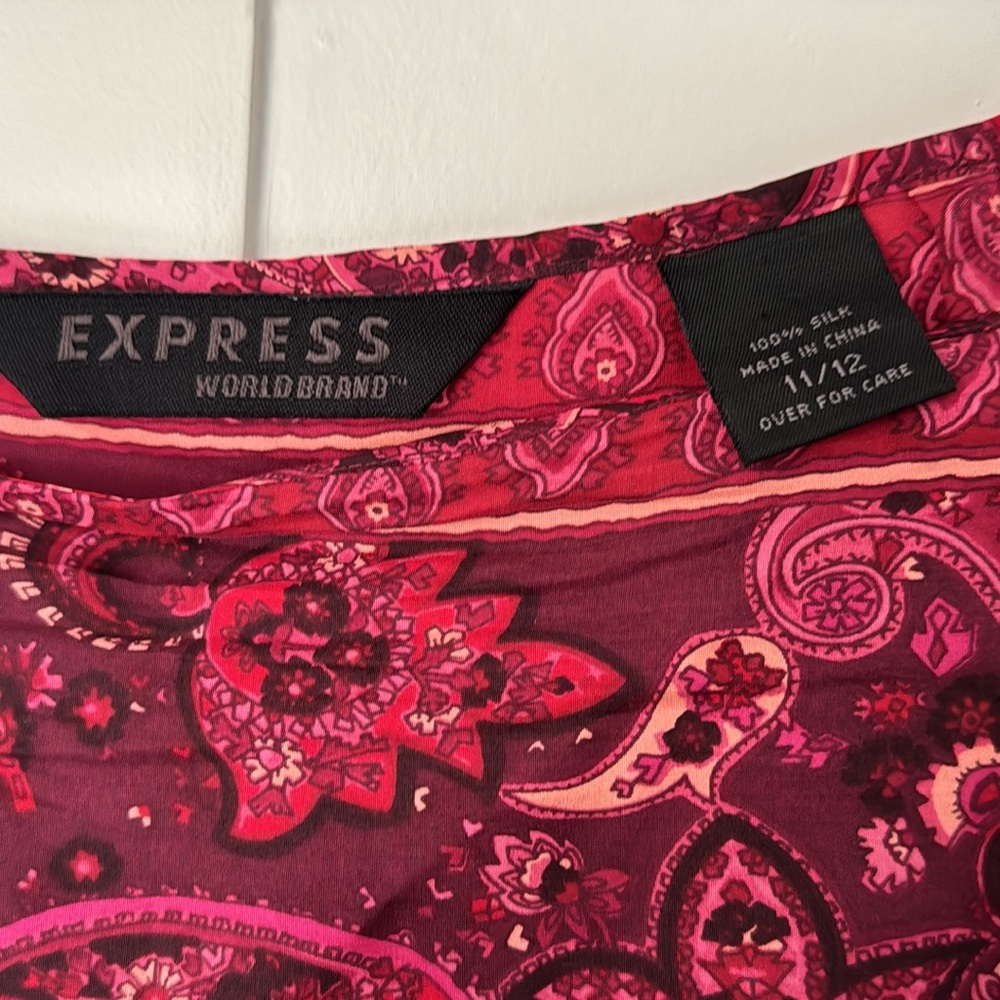 EXPRESS 100% Silk Wrap Around Maxi Skirt - Size 11/12 - Picture 5 of 16